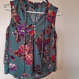 Pink Clover Teal Floral Blouse